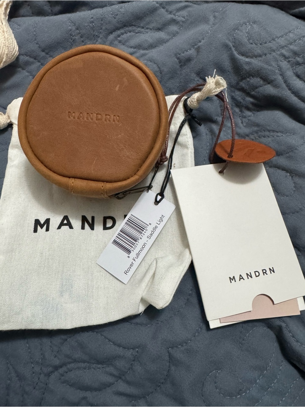 MANDRN Round Saddle Leather Coin Pouch - Saddle Light Brown